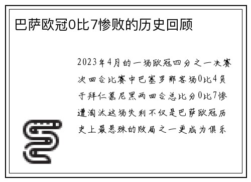 巴萨欧冠0比7惨败的历史回顾